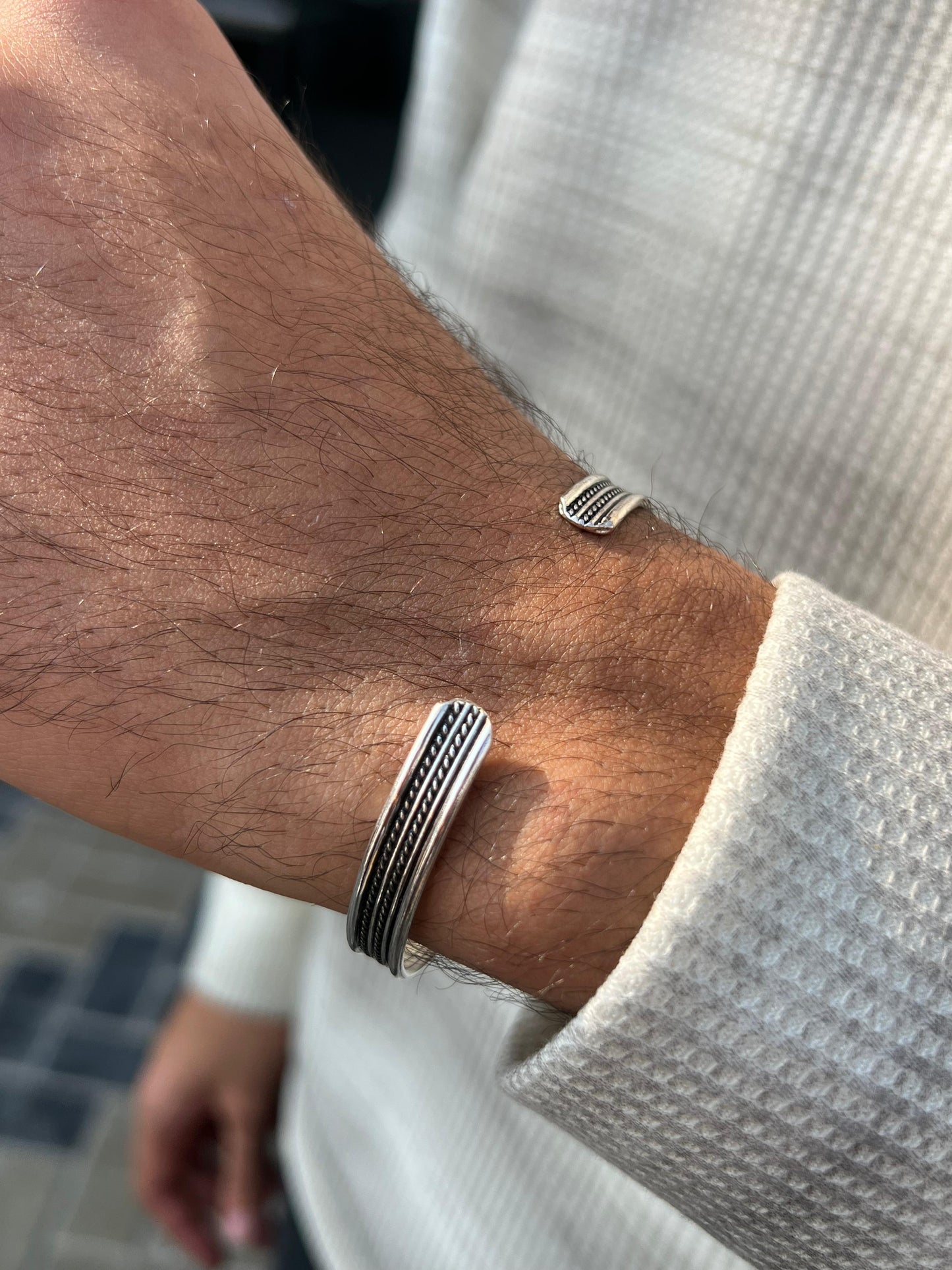 Twisted oxidised Men bangle-S925 Sterling Silver bangle for men