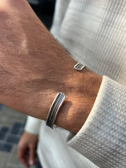 Twisted oxidised Men bangle-S925 Sterling Silver bangle for men