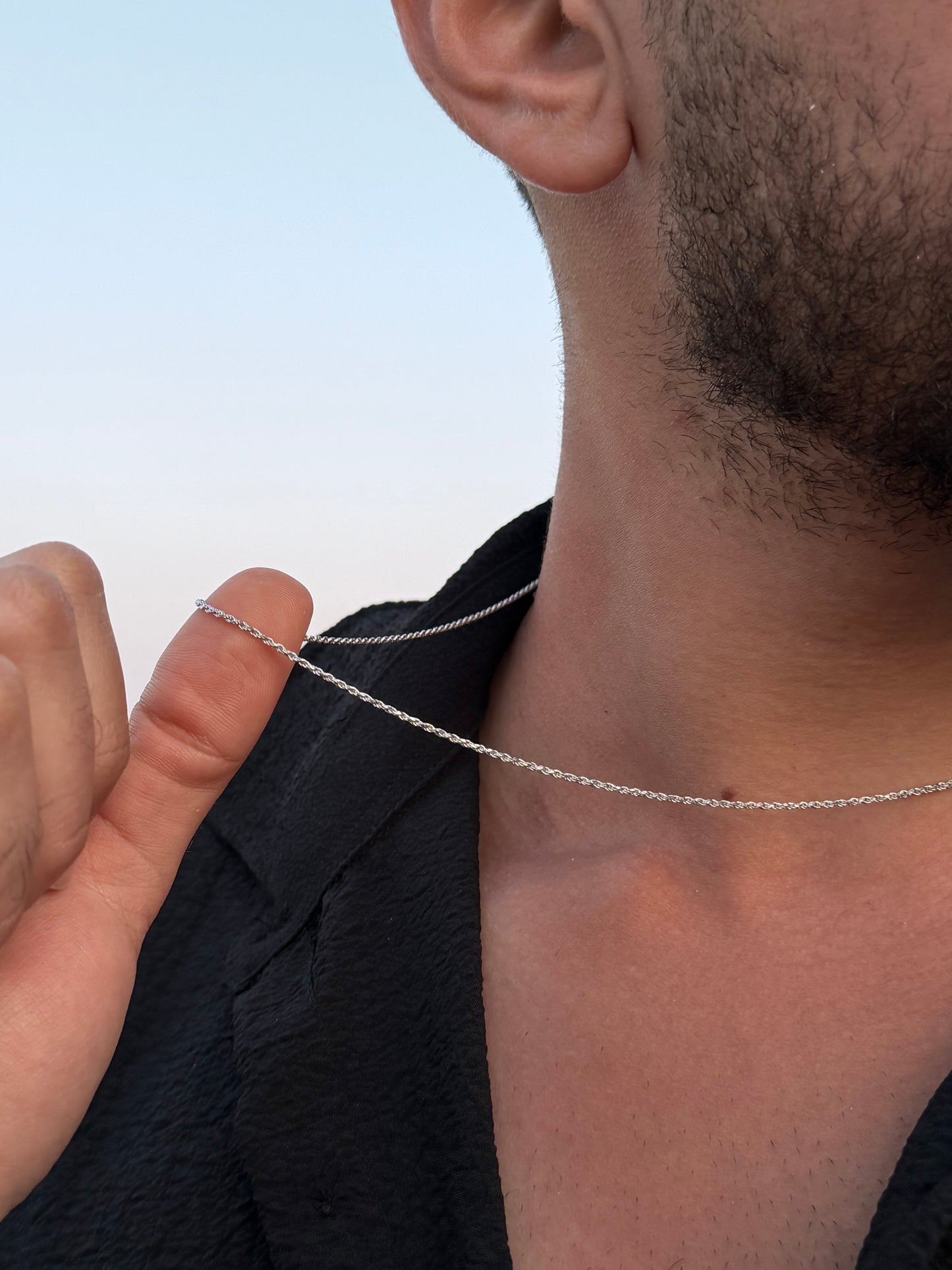 Slim Rope Necklace in Sterling Silver 925s