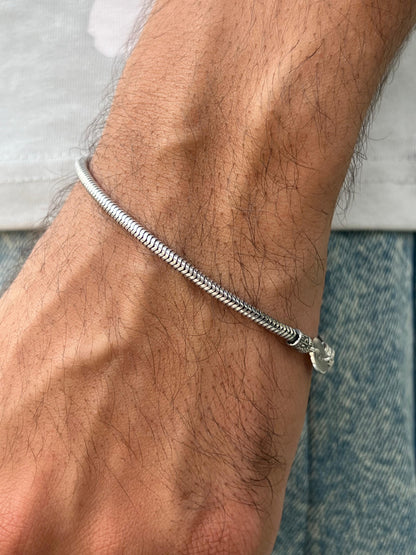 Sleek Spinal Rattail Bracelet for Men's Sterling Silver 925s