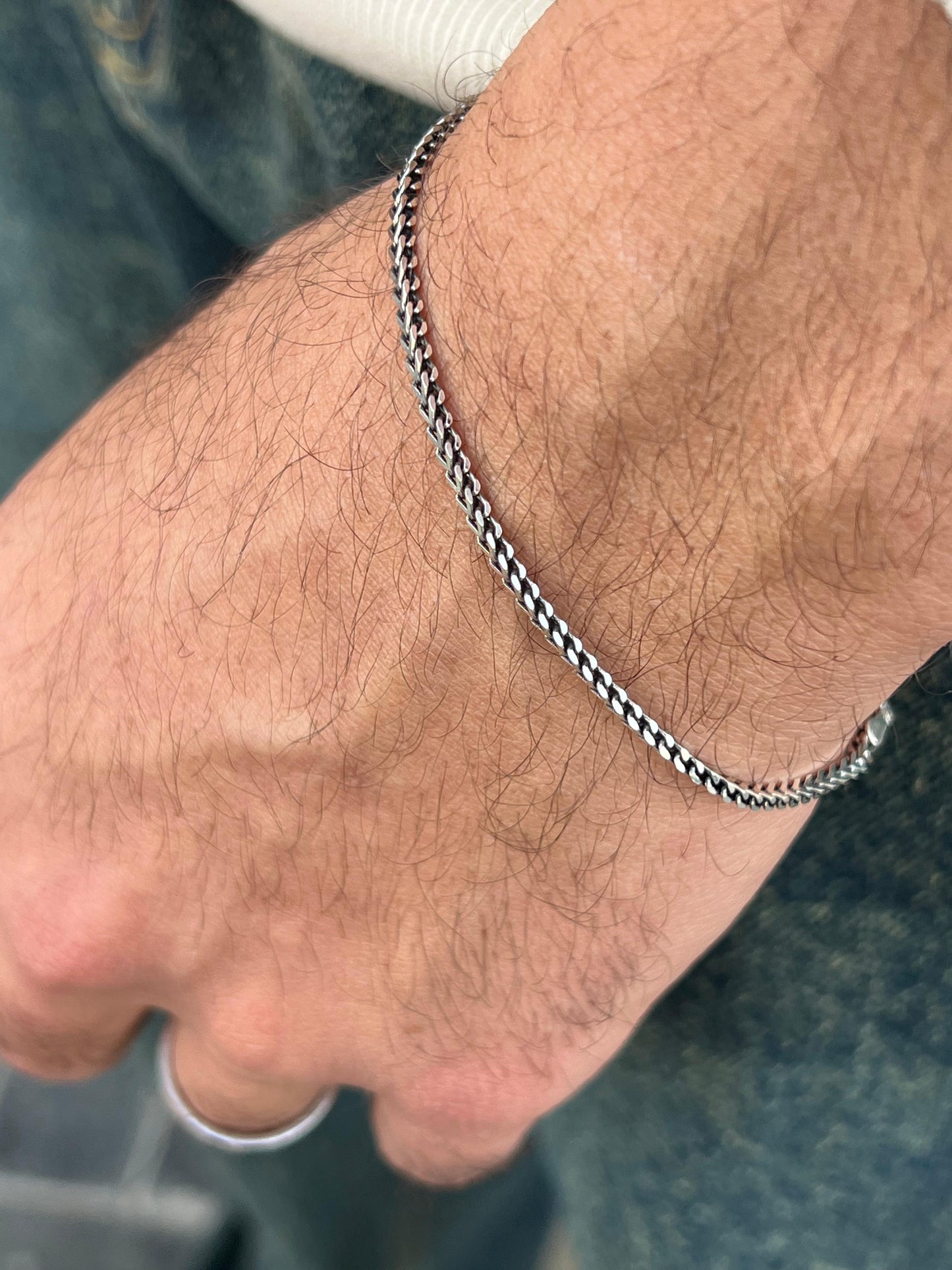 Medium V Flow-S925 Sterling Silver Bracelet for men-Approx 19.5 cm