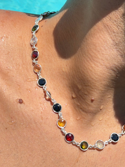 Multi ZIRCONIA Chain in Sterling Silver 925s