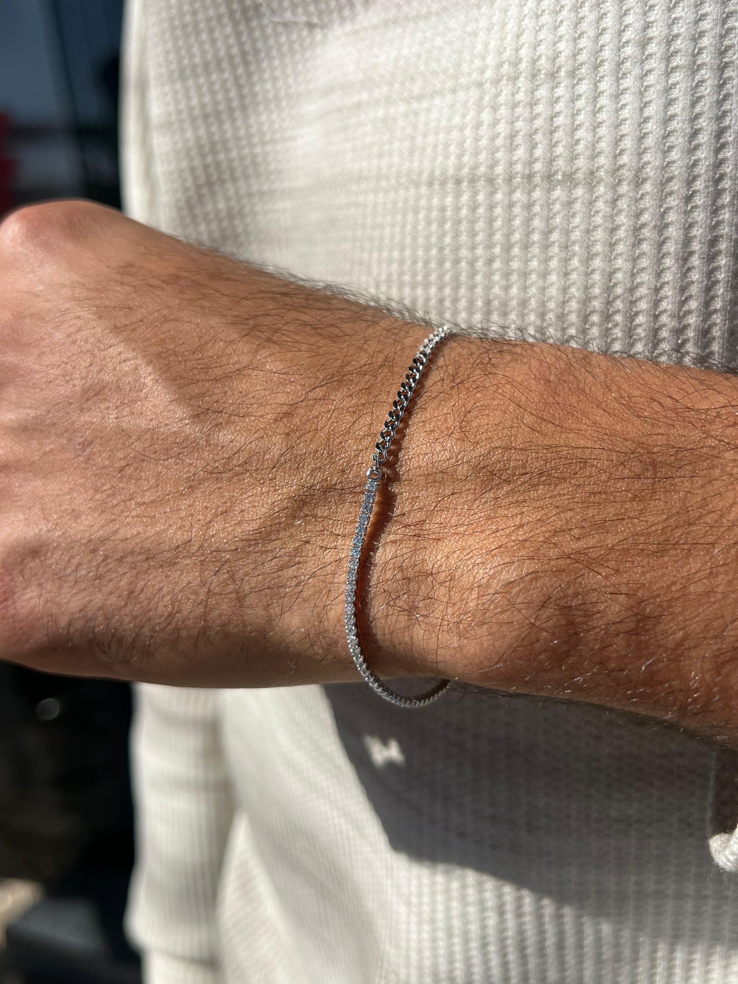 Half Tennis✖️Half Grommet Bracelet Sterling Silver 925s