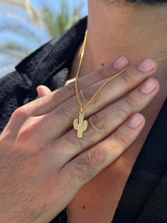 Cactus Necklace Sterling Silver 925s-Fine Gold Plated