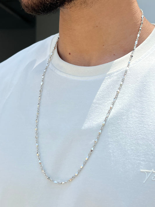 Diamond-cut bead Necklace For Men Sterling Silver - 925