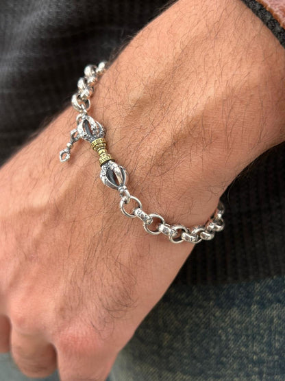 Gold Monarch Bracelet Sterling Silver 925s-(20cm)