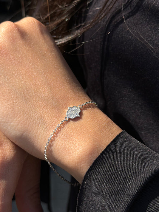 Zirconia Hamsa Bracelet -in Sterling Silver -925