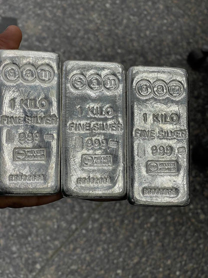 Sam 1kg Fine Silver Bar 999 – Price Based on Spot Market