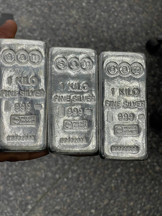 Sam 1kg Fine Silver Bar 999 – Price Based on Spot Market