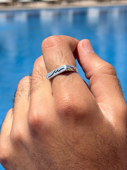 Engraved Wave Ring in Sterling Silver 925s