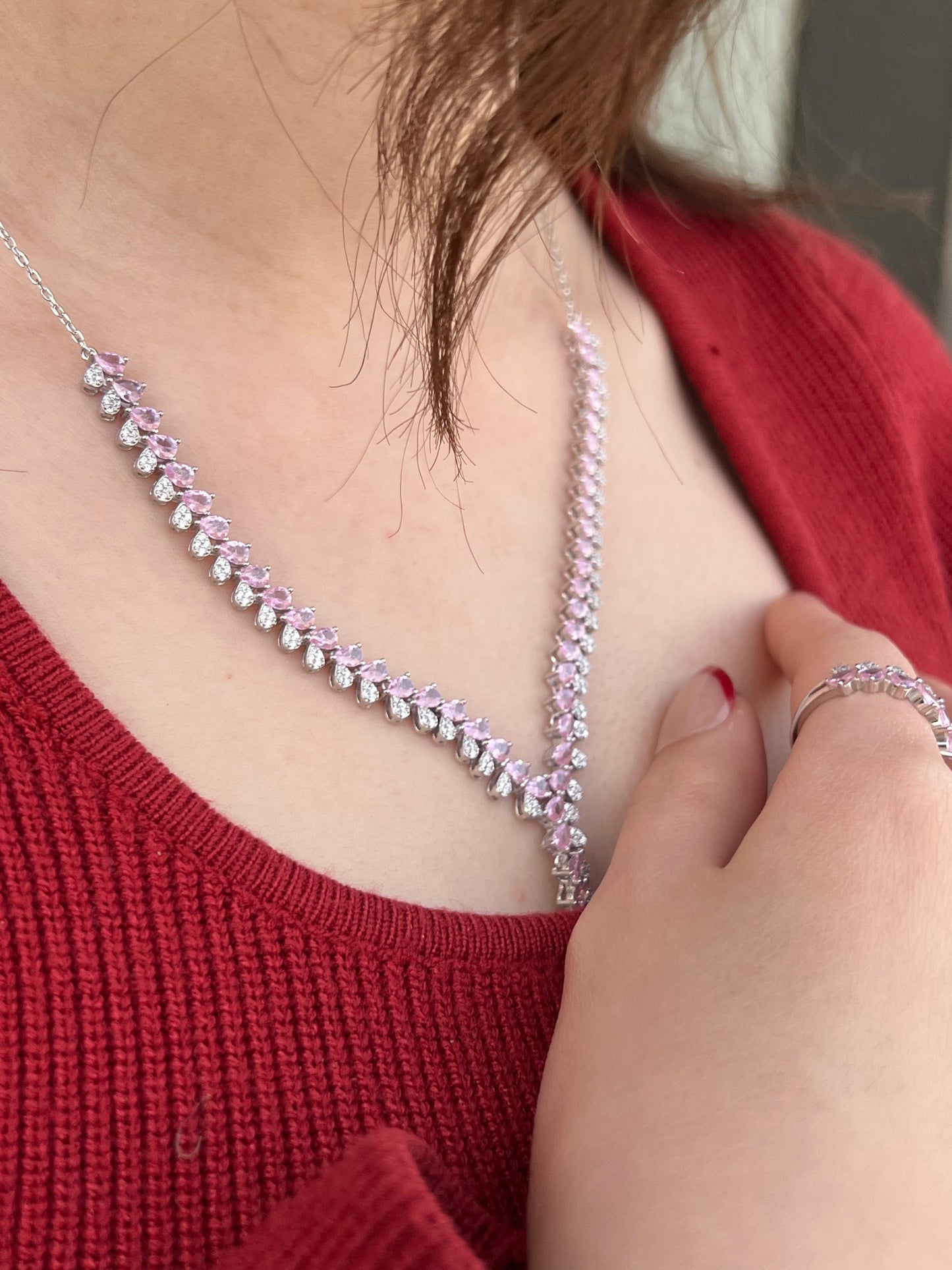 Pink Full Set (4-pieces) In Italian Sterling Silver 925