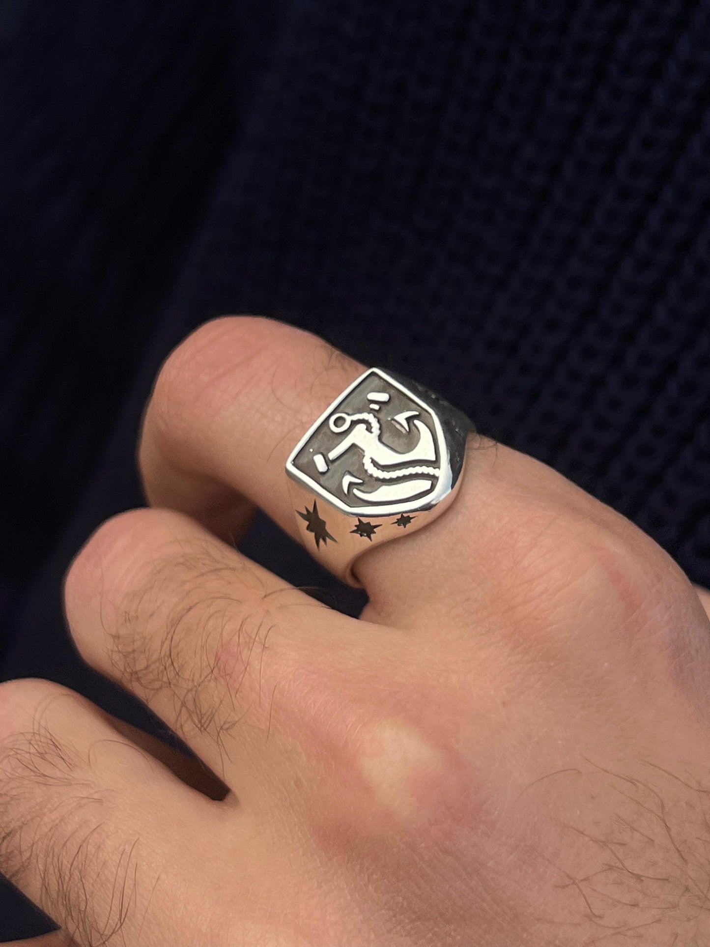Anchor Shield Ring -for Men's Sterling Silver 925s