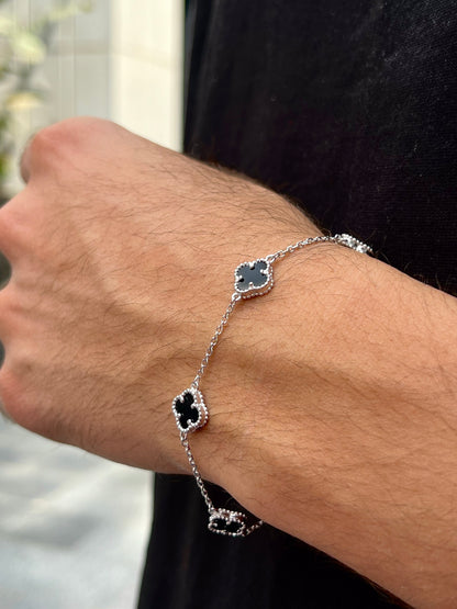 Medium Slim، Men’s 5 Van Cleef & Arpels Black Onyx Bracelet in Italian Silver S925