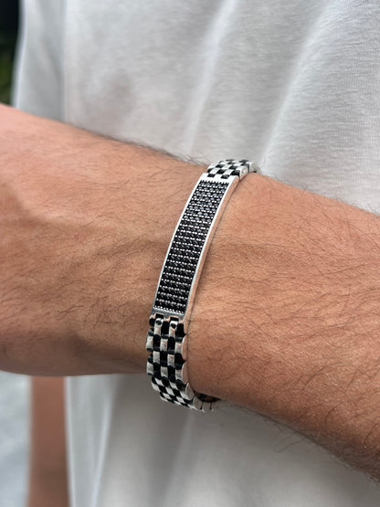 Black Knightfall Bracelet for Men's Sterling Silver 925s-18cm