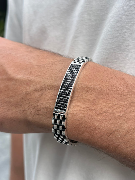 Black Knightfall Bracelet for Men's Sterling Silver 925s-18cm