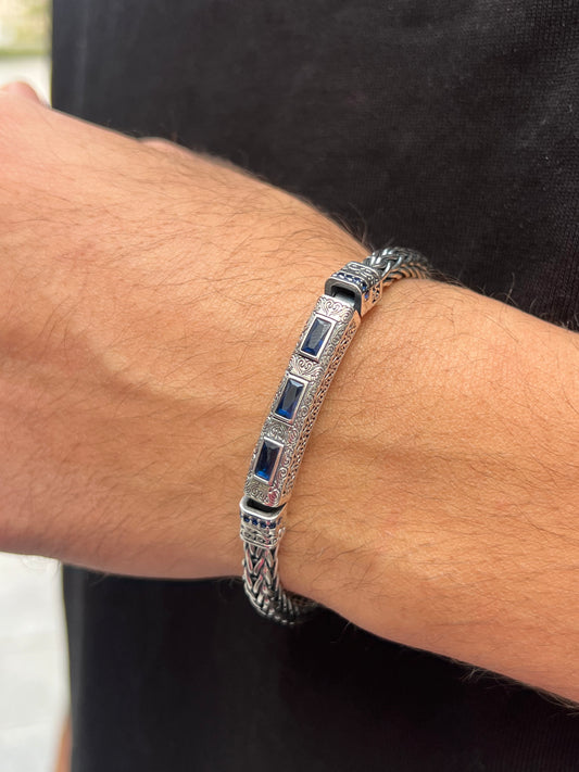 Royal Sapphire Edge bracelet for men silver 925s