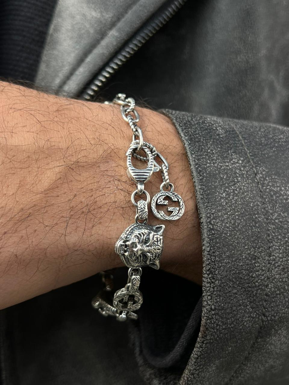 Rare⚠️Gucci Garden Feline Heads bracelet-in Sterling Silver 925s| 17cm+5cm Extension