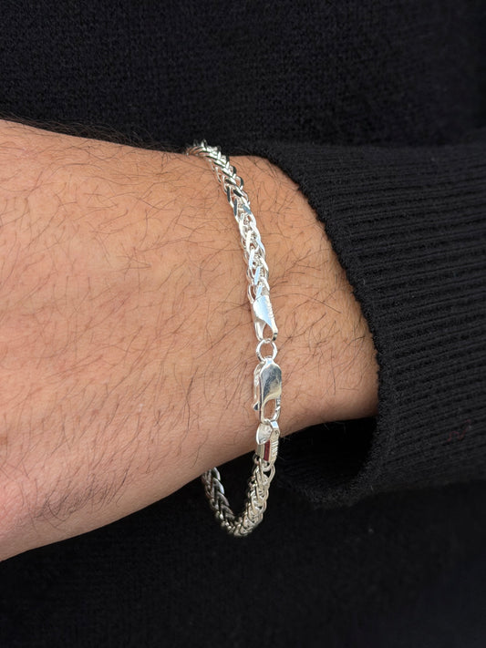 Braided Nest Bracelet for Men's Sterling Silver 925s(21cm-5mm)