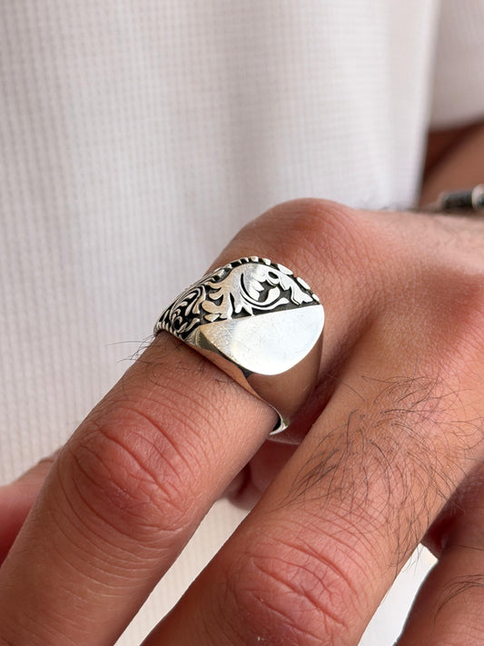 Dual Signet Ring for Men's Sterling Silver 925s
