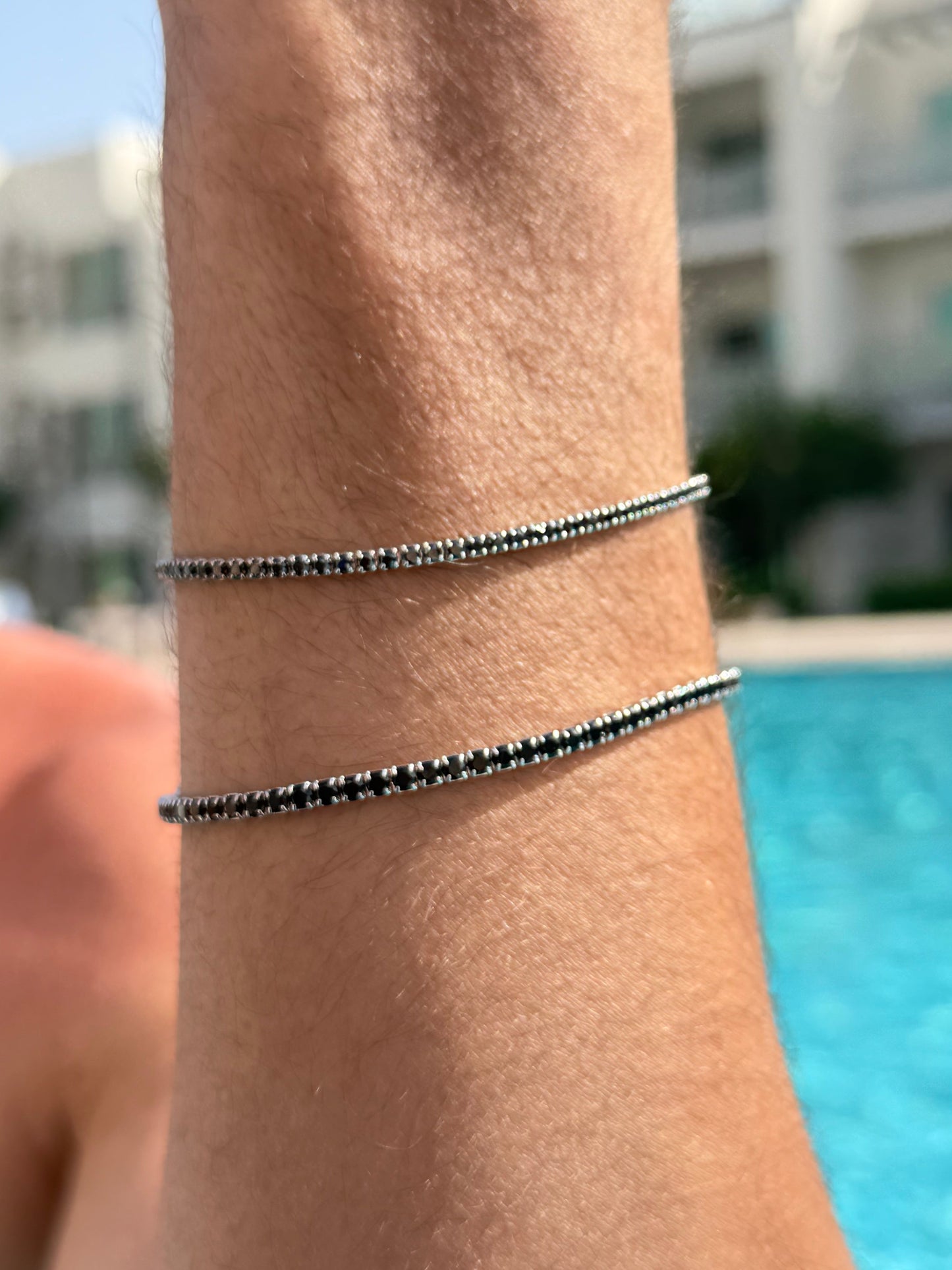 Black Tennis Bracelet Sterling Silver 925s