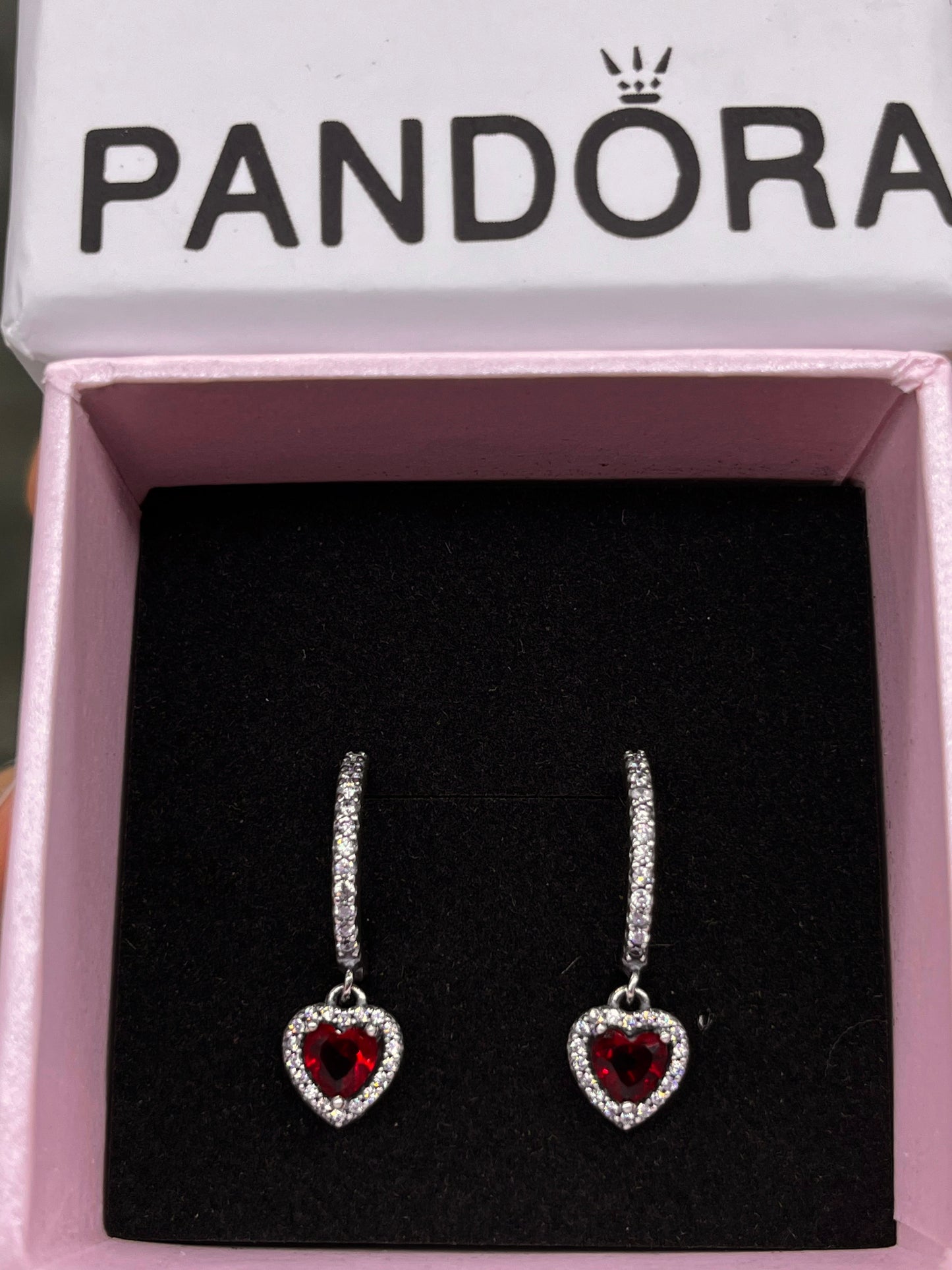 Pandora-Sparkling Halo Heart Hoop Earrings💞