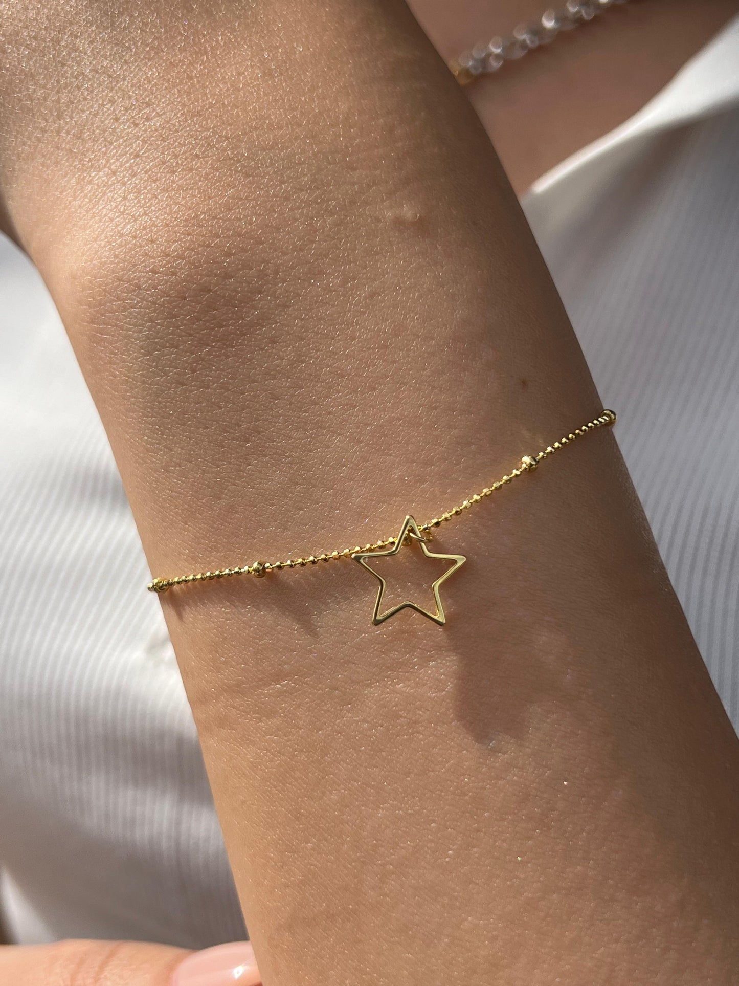 Gold plated Hallow Star Bracelet -in Sterling Silver -925
