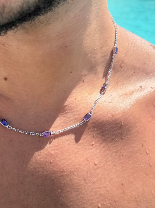 Gem Line Necklace in Sterling Silver 925s