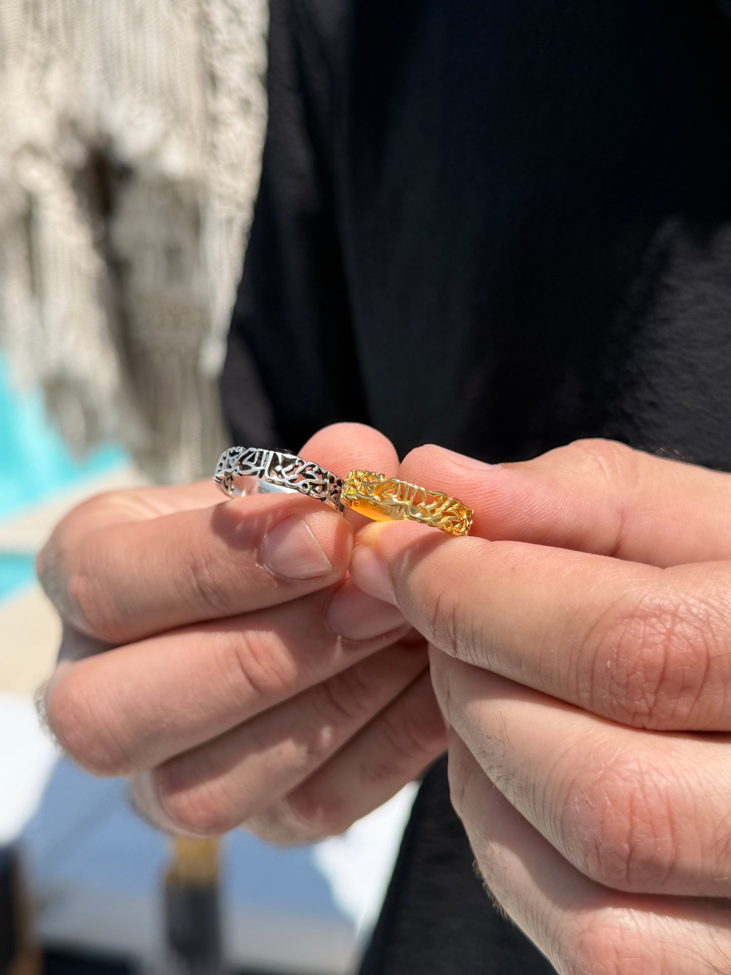 Slim Couple Band Ring - 925Silver- 5mm  (لقد جمعنا الحب فمن يفرقنا)