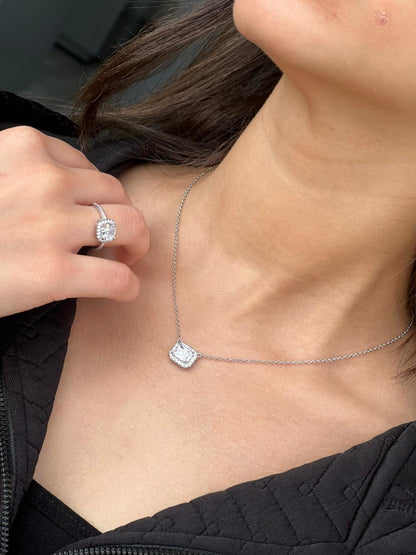 Clear Cubic Zirconia Necklace in Sterling Silver 925s