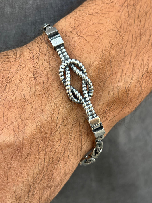 Knot✖️king bracelet-for Men's Sterling Silver 925s (20,5cm-4mm)