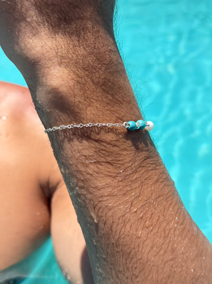 Turquoise Beaded Bracelet in Sterling Silver925s