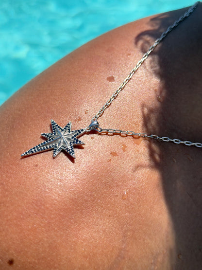 Vega North Star Necklace in Sterling Silver 925s