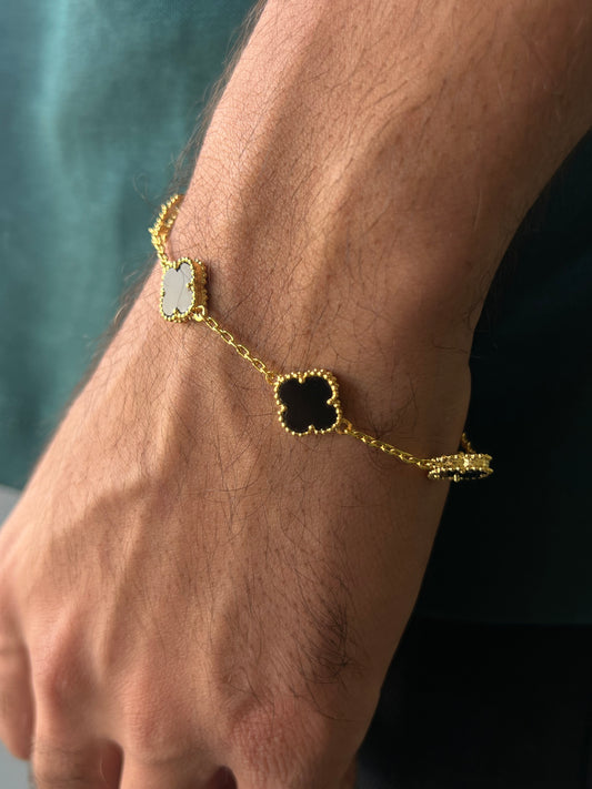 GoldPlated Medium Slim، Men’s 5 Van Cleef & Arpels Black Onyx Bracelet in Italian Silver S925