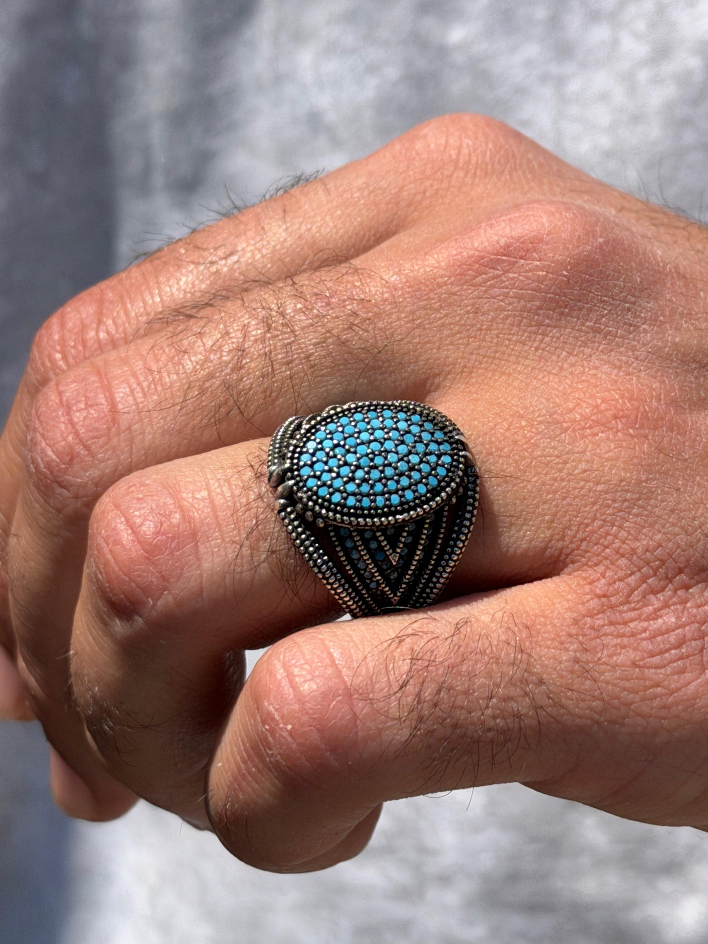 Turquoise Power Ring -for Men's Sterling Silver 925s