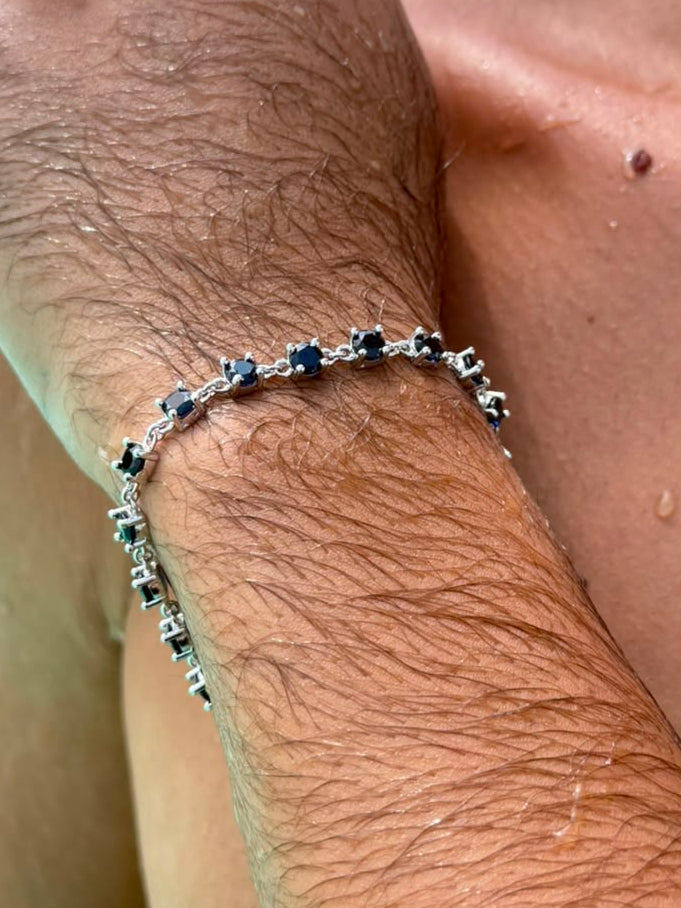 Dark blue Zirconia Bracelet Sterling Silver 925s |(18+4cm Extension)