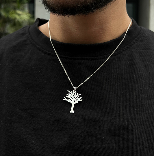Leafless Tree  Necklace for Men's Sterling Silver 925s