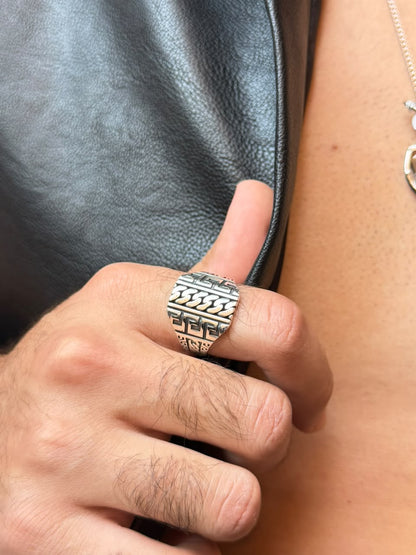 Z Grommet Maze Ring in Sterling Silver 925s