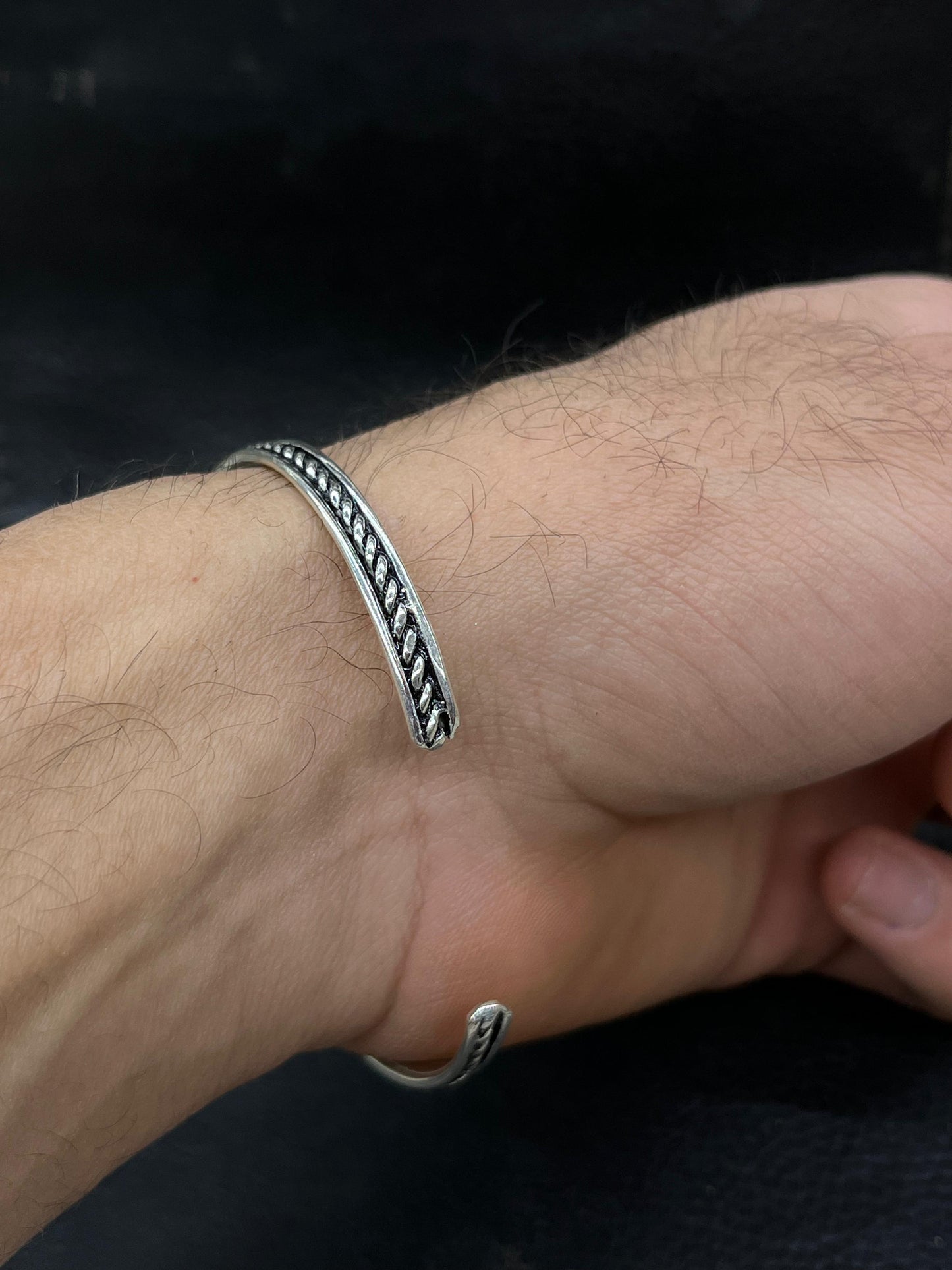 Twisted oxidised Men bangle-S925 Sterling Silver bangle for men