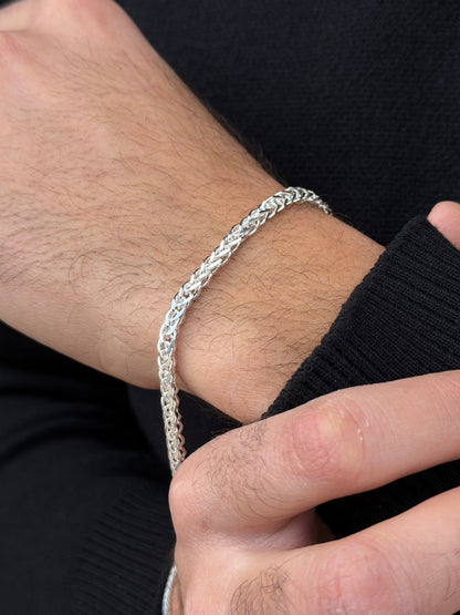 Braided Nest Bracelet for Men's Sterling Silver 925s(21cm-5mm)