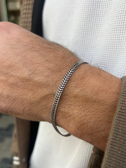 DRAGON BONE-S925 Sterling Silver Bracelet 5mm