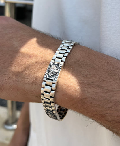 Sleek Versace-Inspired Bracelet for Men – Sterling Silver 925