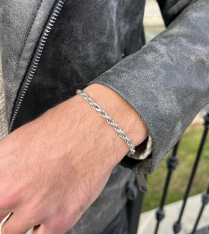 Thick Rope Bracelet For Men Sterling Silver - 925