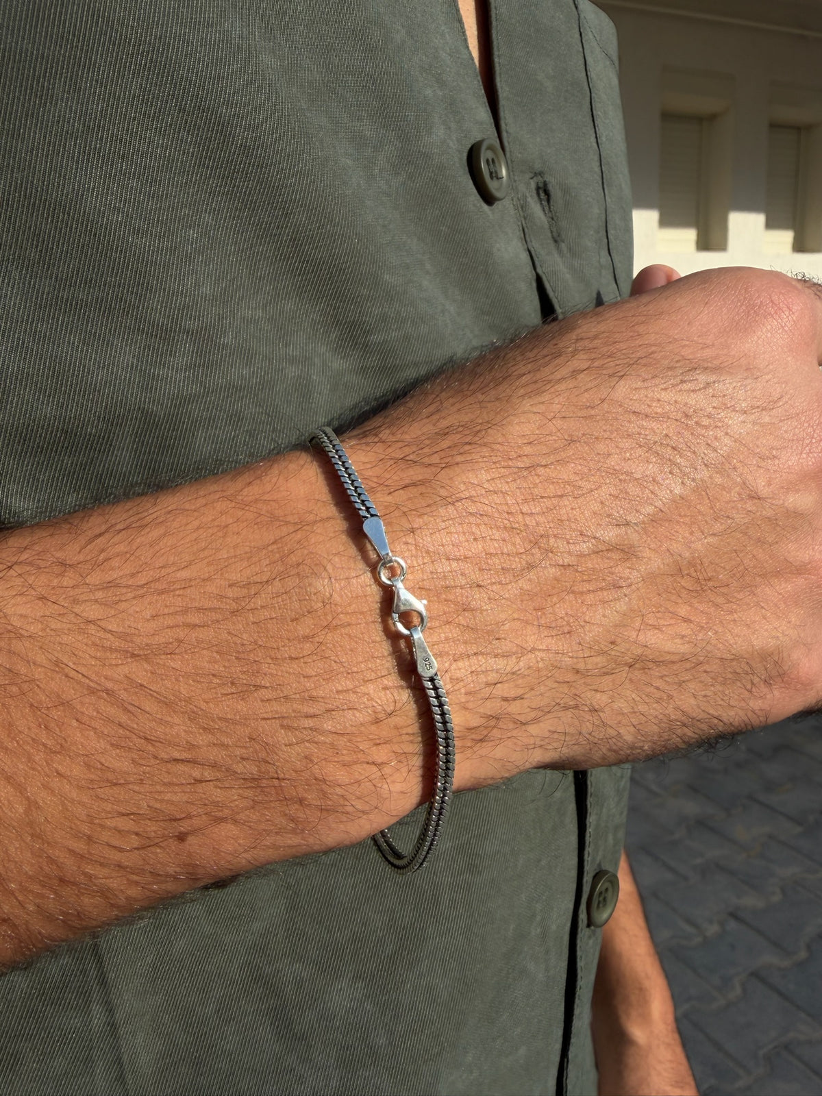 Thick Costie Bracelet for Men's Sterling Silver 925s -2.5mm-