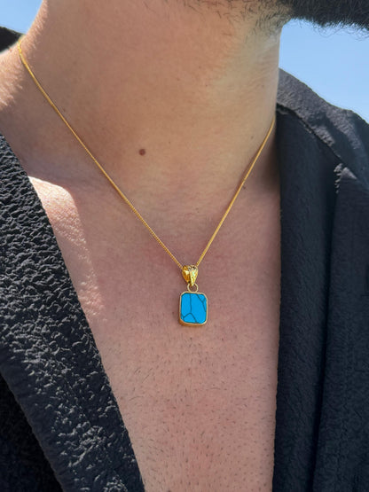 Turquoise Necklace in Sterling Silver 925s-Fine Gold Plated