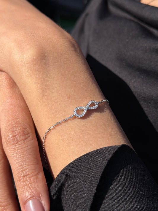 Zirconia infinity Bracelet -in Sterling Silver -925