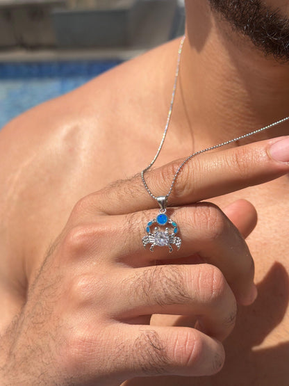 Crab Opal Necklace in Sterling Silver 925s