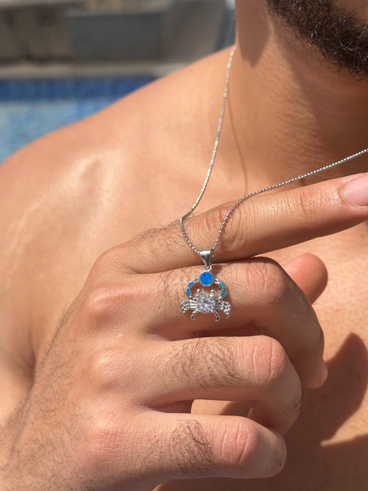 Crab Opal Necklace in Sterling Silver 925s