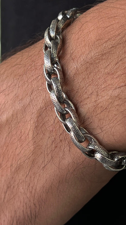 Versace Pattern Link Bracelet for Men's Sterling Silver 925s