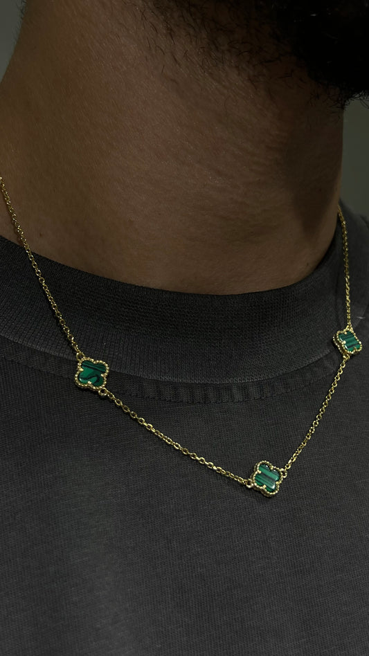 Gold plated -3 Green Van cleef Necklace for Men's Sterling Silver 925s