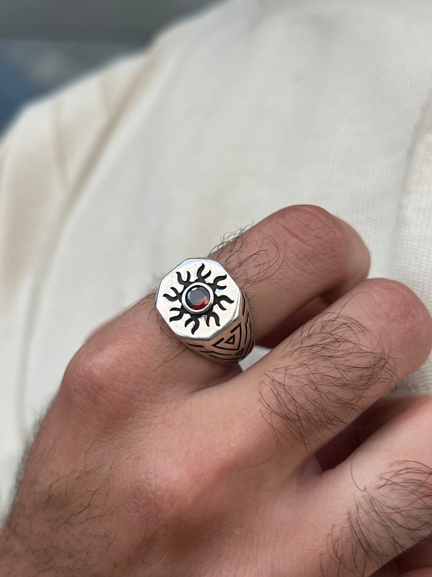Sun Signet Ring -for Men's Sterling Silver 925s